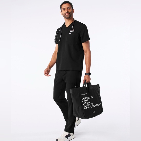 Figs Black Canvas A Very Large Needle Tote Bag - Picture 6 of 7